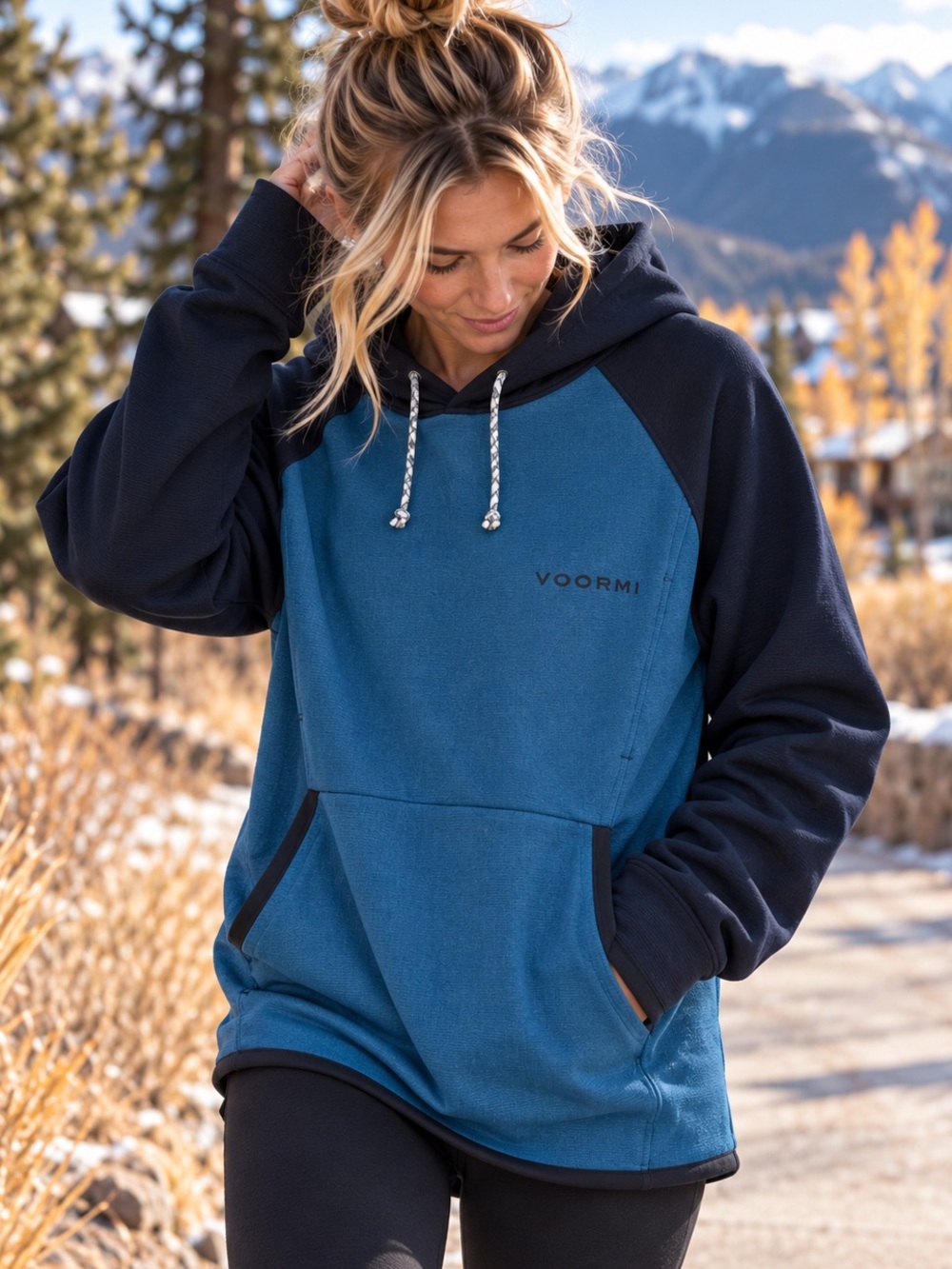 VOORMI Merino Wool Performance Hoodie Blue Navy Men’s Large Made USA